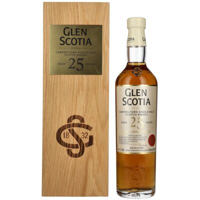 Glen Scotia 25 Years Old Single Malt Scotch Whisky 48,8% Vol. 0,7l in Holzkiste Glen Scotia 25 Years Old Single Malt Scotch Whisky 48,8% Vol. 0,7l in Holzkiste
