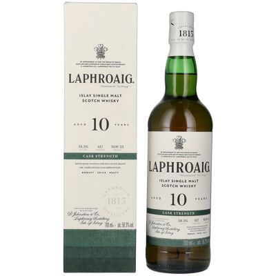 Laphroaig 10 Years Old Cask Strength Batch 17 58,3% Vol. 0,7l in geschenkverpakking Laphroaig 10 Years Old Cask Strength Batch 17 58,3% Vol. 0,7l in geschenkverpakking