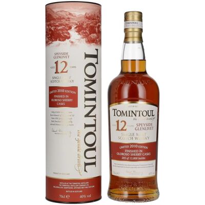 Tomintoul 12 Years Old OLOROSO SHERRY CASKS Finish Limited Edition 2010 40% Vol. 0,7l in geschenkverpakking Tomintoul 12 Years Old OLOROSO SHERRY CASKS Finish Limited Edition 2010 40% Vol. 0,7l in geschenkverpakking
