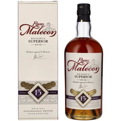 Rum Malecon Añejo 15 Años Reserva Superior 40% Vol. 0,7l in geschenkverpakking Rum Malecon Añejo 15 Años Reserva Superior 40% Vol. 0,7l in geschenkverpakking