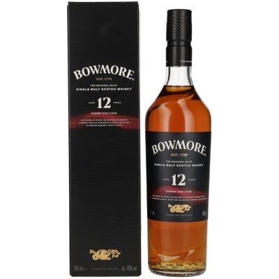 Bowmore 12 Years Old Sherry Oak Cask Islay Single Malt 40% Vol. 0,7l in geschenkverpakking Bowmore 12 Years Old Sherry Oak Cask Islay Single Malt 40% Vol. 0,7l in geschenkverpakking