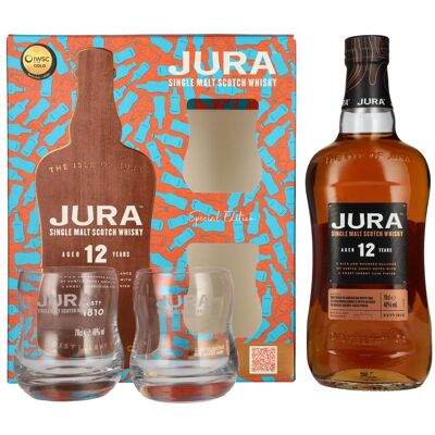 Jura 12 Years Old Single Malt Scotch Whisky 40% Vol. 0,7l in geschenkverpakking met 2 Bril Jura 12 Years Old Single Malt Scotch Whisky 40% Vol. 0,7l in geschenkverpakking met 2 Bril