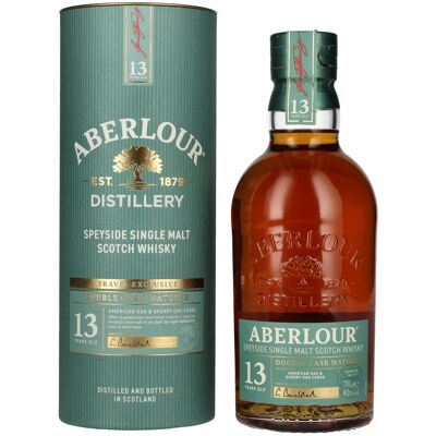 Aberlour 13 Years Old DOUBLE CASK MATURED Travel Exclusive Speyside Single Malt 40% Vol. 0,7l in geschenkverpakking Aberlour 13 Years Old DOUBLE CASK MATURED Travel Exclusive Speyside Single Malt 40% Vol. 0,7l in geschenkverpakking