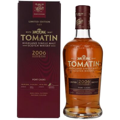 Tomatin Whisky Tomatin 15 Years Old Portuguese Collection PORT CASKS 2006 46% Vol. 0,7l in geschenkverpakking Tomatin Whisky Tomatin 15 Years Old Portuguese Collection PORT CASKS 2006 46% Vol. 0,7l in geschenkverpakking