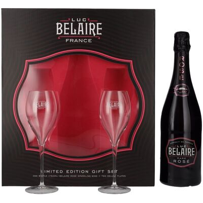 Luc Belaire Rare Rosé 12,5% Vol. 0,75l in geschenkverpakking met 2 Bril Luc Belaire Rare Rosé 12,5% Vol. 0,75l in geschenkverpakking met 2 Bril