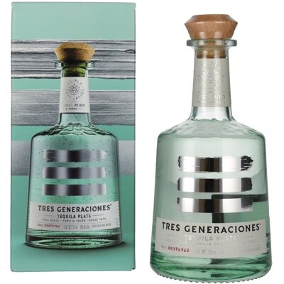 Tres Generaciones Tequila Plata 100% Puro De Agave Azul 38% Vol. 0,7l in geschenkverpakking Tres Generaciones Tequila Plata 100% Puro De Agave Azul 38% Vol. 0,7l in geschenkverpakking