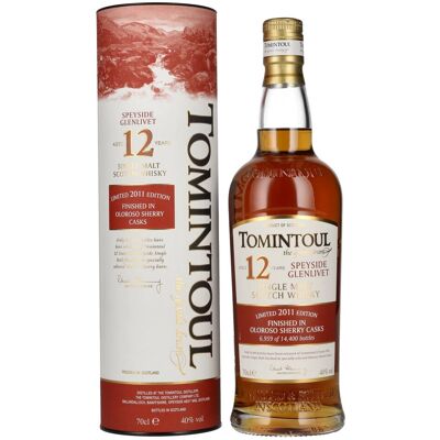 Tomintoul 12 Years Old OLOROSO SHERRY CASKS Finish Limited Edition 2011 40% Vol. 0,7l in geschenkverpakking Tomintoul 12 Years Old OLOROSO SHERRY CASKS Finish Limited Edition 2011 40% Vol. 0,7l in geschenkverpakking