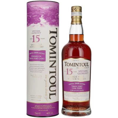 Tomintoul 15 Years Old TAWNY PORT CASKS Finish 2008 46% Vol. 0,7l in geschenkverpakking Tomintoul 15 Years Old TAWNY PORT CASKS Finish 2008 46% Vol. 0,7l in geschenkverpakking