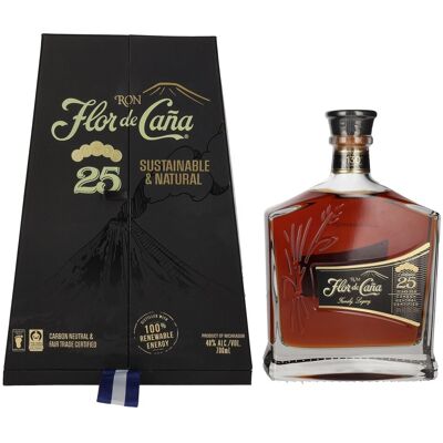 Flor de Caña 25 Years Old Slow Aged Single Estate Rum 40% Vol. 0,7l in geschenkverpakking Flor de Caña 25 Years Old Slow Aged Single Estate Rum 40% Vol. 0,7l in geschenkverpakking