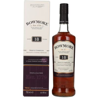 Bowmore 18 Years Old DEEP & COMPLEX Travel Exclusive 43% Vol. 0,7l in geschenkverpakking Bowmore 18 Years Old DEEP & COMPLEX Travel Exclusive 43% Vol. 0,7l in geschenkverpakking