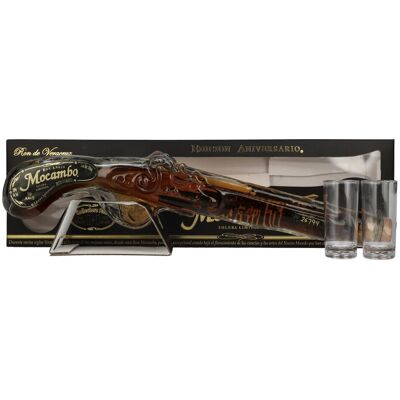 Mocambo Rum Mocambo Ron Añejo 10 Years Solera Limitada Edición Anniversario Buccaneer Pistol 40% Vol. 0,2l in geschenkverpakking met 2 Shotgläsern Mocambo Rum Mocambo Ron Añejo 10 Years Solera Limitada Edición Anniversario Buccaneer Pistol 40% Vol. 0,2l in geschenkverpakking met 2 Shotgläsern