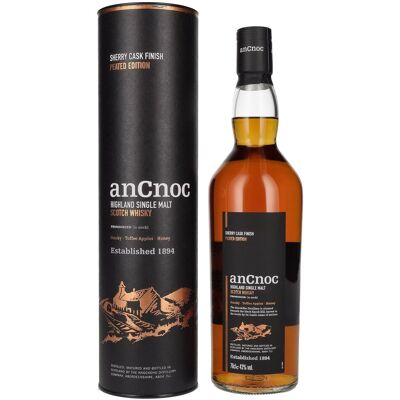 AnCnoc Highland Single Malt Scotch Whisky Sherry Cask Finish Peated Edition 43% Vol. 0,7l in geschenkverpakking AnCnoc Highland Single Malt Scotch Whisky Sherry Cask Finish Peated Edition 43% Vol. 0,7l in geschenkverpakking