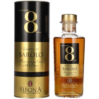 Sibona 8 Anni Invecchiata Grappa di BAROLO 44% Vol. 0,5l in geschenkverpakking Sibona 8 Anni Invecchiata Grappa di BAROLO 44% Vol. 0,5l in geschenkverpakking