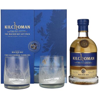 Kilchoman THE MACHIR BAY GIFT PACK 46% Vol. 0,7l in geschenkverpakking met 2 Bril Kilchoman THE MACHIR BAY GIFT PACK 46% Vol. 0,7l in geschenkverpakking met 2 Bril