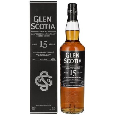 Glen Scotia 15 Years Old Single Malt Scotch Whisky 46% Vol. 0,7l in geschenkverpakking Glen Scotia 15 Years Old Single Malt Scotch Whisky 46% Vol. 0,7l in geschenkverpakking