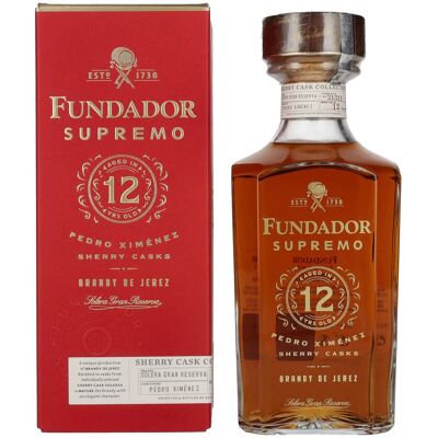 Fundador Brandy Fundador Supremo 12 Years Old Sherry Casks Brandy de Jerez 40% Vol. 0,7l in geschenkverpakking Fundador Brandy Fundador Supremo 12 Years Old Sherry Casks Brandy de Jerez 40% Vol. 0,7l in geschenkverpakking