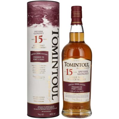Tomintoul 15 Years Old PORT CASKS Finish Limited Edition 2006 46% Vol. 0,7l in geschenkverpakking Tomintoul 15 Years Old PORT CASKS Finish Limited Edition 2006 46% Vol. 0,7l in geschenkverpakking