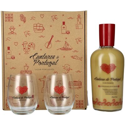 Cantares de Portugal Licor de Bolacha Maria 15% Vol. 0,7l in geschenkverpakking met 2 Bril Cantares de Portugal Licor de Bolacha Maria 15% Vol. 0,7l in geschenkverpakking met 2 Bril