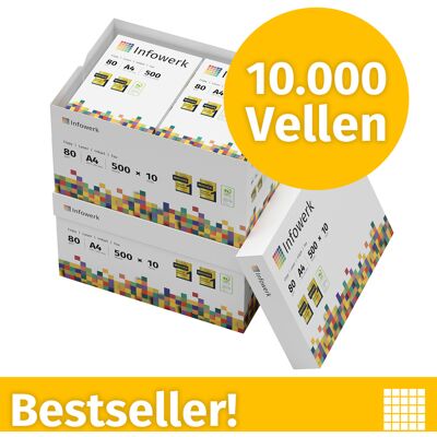 Infowerk Printerpapier Kopieerpapier 10000 vellen 20 x 500 A4 Premium helderwit CIE 160 PEFC-gecertificeerd Infowerk Printerpapier Kopieerpapier 10000 vellen 20 x 500 A4 Premium helderwit CIE 160 PEFC-gecertificeerd