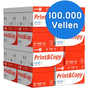 print24 Printerpapier Kopieerpapier 100000 vellen 20 x 5000 A4 80g Premium helderwit CIE 160 Testwinnaar 100% PEFC-milieucertificaat print24 Printerpapier Kopieerpapier 100000 vellen 20 x 5000 A4 80g Premium helderwit CIE 160 Testwinnaar 100% PEFC-milieucertificaat