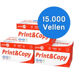 print24 Printerpapier Kopieerpapier 15000 vellen 30 x 500 A4 80g Premium helderwit CIE 160 Testwinnaar 100% PEFC-milieucertificaat print24 Printerpapier Kopieerpapier 15000 vellen 30 x 500 A4 80g Premium helderwit CIE 160 Testwinnaar 100% PEFC-milieucertificaat