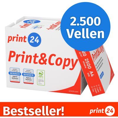 print24 Printerpapier Kopieerpapier 2500 vellen 5 x 500 A4 Premium helderwit CIE 160 PEFC-gecertificeerd print24 Printerpapier Kopieerpapier 2500 vellen 5 x 500 A4 Premium helderwit CIE 160 PEFC-gecertificeerd