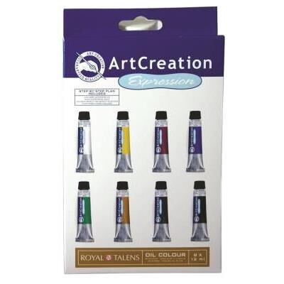 Talens Art Creation - Verfset - 8 stuks - olie - deegachtig - 8 kleuren - verschillende kleuren - 12 ml Talens Art Creation - Verfset - 8 stuks - olie - deegachtig - 8 kleuren - verschillende kleuren - 12 ml