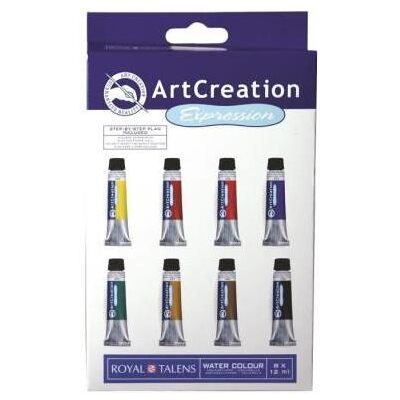 Talens Art Creation - Verfset - 8 stuks - waterverf - 8 kleuren - verschillende kleuren - transparant - 12 ml Talens Art Creation - Verfset - 8 stuks - waterverf - 8 kleuren - verschillende kleuren - transparant - 12 ml