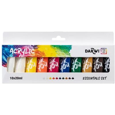 Darwi For You - Verfset - acrylverf - 10 kleuren - verschillende kleuren - 20 ml (pak van 10) Darwi For You - Verfset - acrylverf - 10 kleuren - verschillende kleuren - 20 ml (pak van 10)