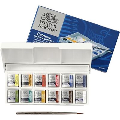 Winsor Et Newton Winsor & Newton Cotman Sketchers Half Pan - Verf - waterverf - verschillende kleuren - half napje (pak van 12) Winsor Et Newton Winsor & Newton Cotman Sketchers Half Pan - Verf - waterverf - verschillende kleuren - half napje (pak van 12)