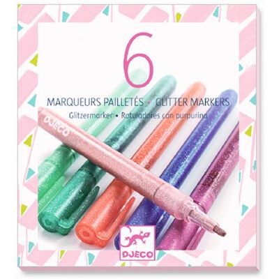 Set van 6 glitter markers Djeco Set van 6 glitter markers Djeco
