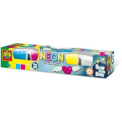 SES Creative Klei - Neon en Glow in the dark 4x90gr SES Creative Klei - Neon en Glow in the dark 4x90gr