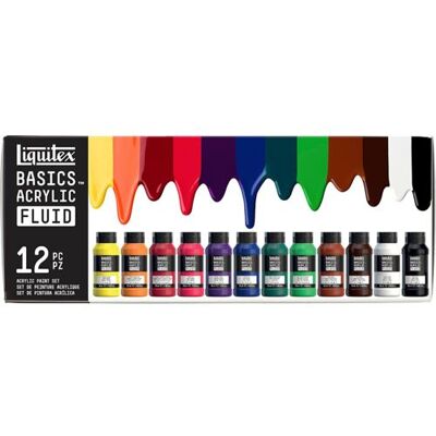 Liquitex Basics - Verfset - acrylverf - 12 kleuren - verschillende kleuren - 118 ml Liquitex Basics - Verfset - acrylverf - 12 kleuren - verschillende kleuren - 118 ml