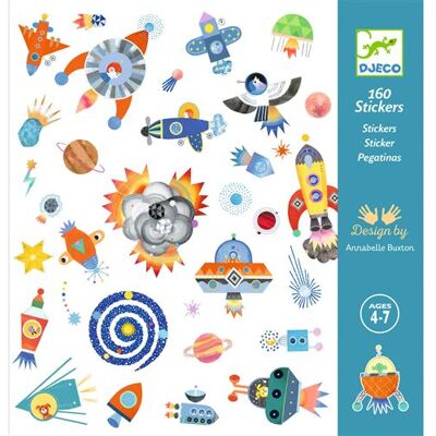 Djeco Set van 160 Interstellaire Stickers Djeco Set van 160 Interstellaire Stickers