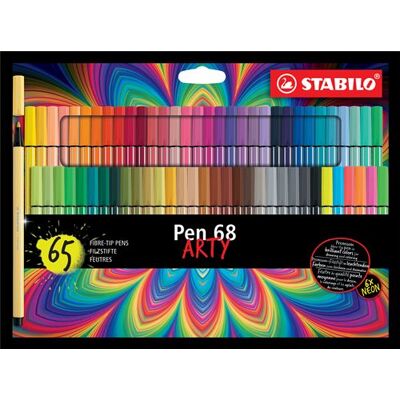 Case met 65 Stabilo Pen 68 Arty viltstiften Case met 65 Stabilo Pen 68 Arty viltstiften