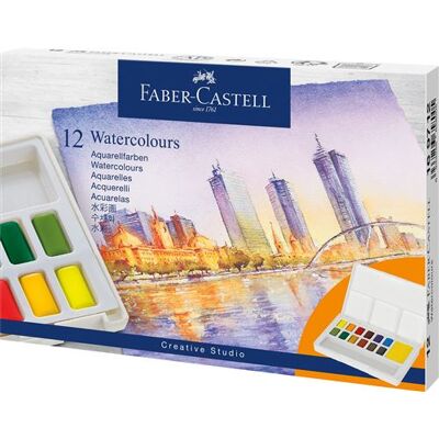 Faber-Castell Doos met 12 aquarelverfjes Faber-Castell Doos met 12 aquarelverfjes
