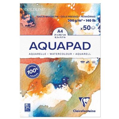 Clairefontaine Goldline Aquapad A4 300g gelijmd notitieblok Clairefontaine Goldline Aquapad A4 300g gelijmd notitieblok