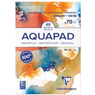 Clairefontaine Goldline Aquapad A5 300g gelijmd notitieblok Clairefontaine Goldline Aquapad A5 300g gelijmd notitieblok