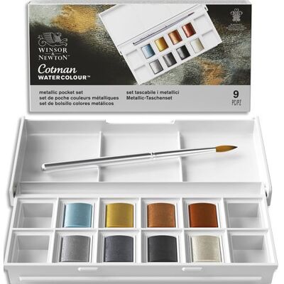 Winsor & Newton Set van 8 Cotman Winsor and Newton metallic aquarel halfpotloden Winsor & Newton Set van 8 Cotman Winsor and Newton metallic aquarel halfpotloden