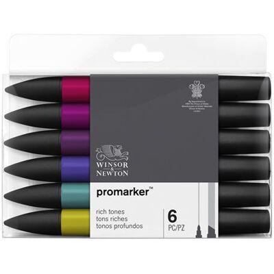 Set van 6 Winsor & Newton Promarker Rich Tones viltstiften Set van 6 Winsor & Newton Promarker Rich Tones viltstiften