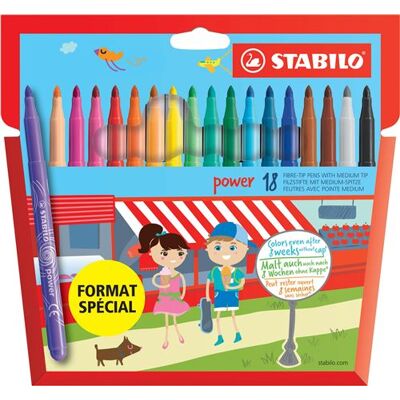 Set van 18 Stabilo Power medium-tip markers Willekeurig patroon Set van 18 Stabilo Power medium-tip markers Willekeurig patroon