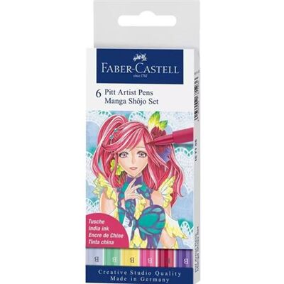 Set van 6 Faber-Castell Pitt tekenpennen Manga Shôjo Set van 6 Faber-Castell Pitt tekenpennen Manga Shôjo