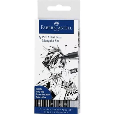 Set van 6 Faber-Castell Pitt artist pennen Mangaka Set van 6 Faber-Castell Pitt artist pennen Mangaka