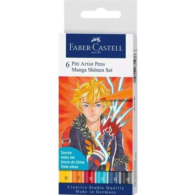 Set van 6 Faber-Castell Pitt artist pennen Manga Shônen Set van 6 Faber-Castell Pitt artist pennen Manga Shônen