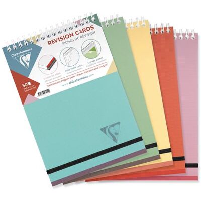 Blok van 50 uitneembare gelinieerde fiches Clairefontaine Linicolor Revision Cards Essence Integrale binding 14,8 x 21 cm Willekeurig model Blok van 50 uitneembare gelinieerde fiches Clairefontaine Linicolor Revision Cards Essence Integrale binding 14,8 x 21 cm Willekeurig model