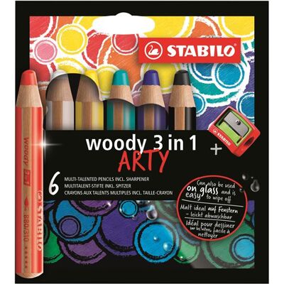 STABILO ARTY WOODY 3IN1 DESIGN CARDBOARD WALLET 6X SHARPENER STABILO ARTY WOODY 3IN1 DESIGN CARDBOARD WALLET 6X SHARPENER