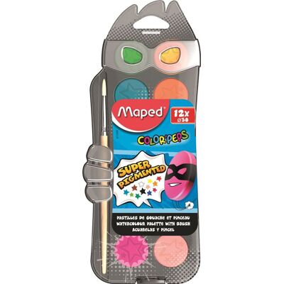 Maped Color'Peps Super Pigmented - Verf - waterverf - verschillende kleuren (pak van 12) Maped Color'Peps Super Pigmented - Verf - waterverf - verschillende kleuren (pak van 12)