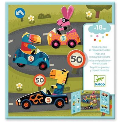 Djeco Herbruikbare Stickers Racen Djeco Herbruikbare Stickers Racen