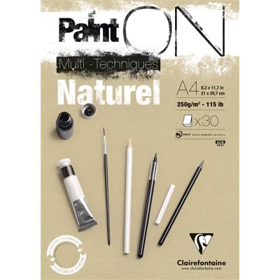 Clairefontaine TEKENBLOK PAINT ON A4 210X297 250GR - 30BL - BEIGE Clairefontaine TEKENBLOK PAINT ON A4 210X297 250GR - 30BL - BEIGE