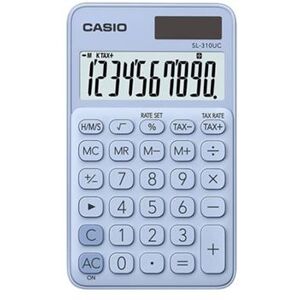 Casio SL-310UC - Zakrekenmachine - 10 cijfers - zonnepaneel, batterij - lichtblauw Casio SL-310UC - Zakrekenmachine - 10 cijfers - zonnepaneel, batterij - lichtblauw